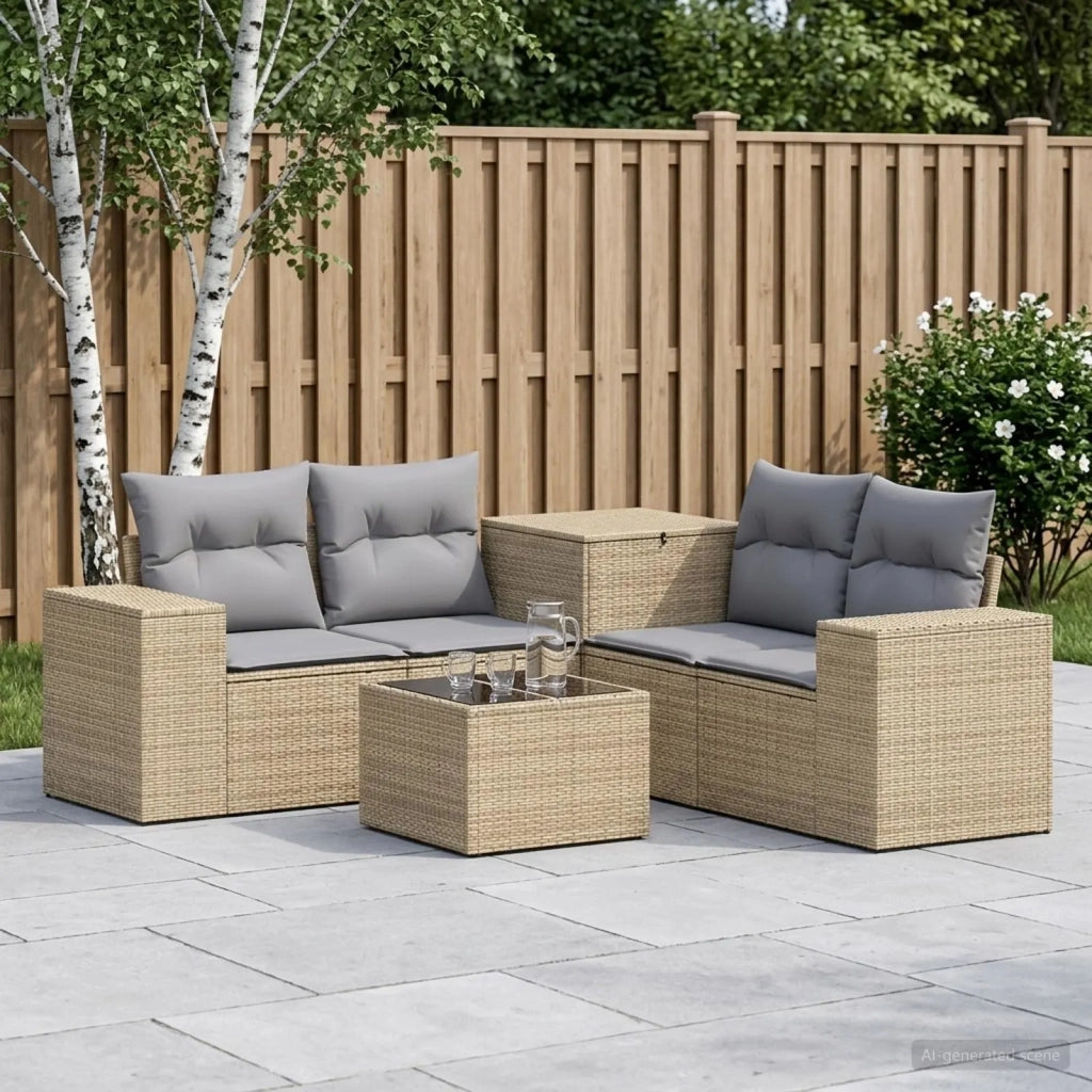 Set di divani 6 pz Beige e Grigio Chiaro 3447575