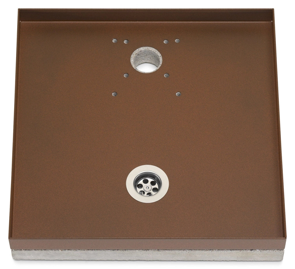 Base Portaciottolo per Fontane 40x40x8 cm in Metallo con Base in Cemento Belfer 42/BSE/10 Ruggine