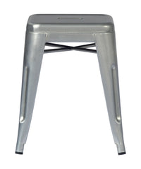 Set 4 Sgabelli Impilabili 39x39x46 cm in Lamiera Galvanizzata Silver