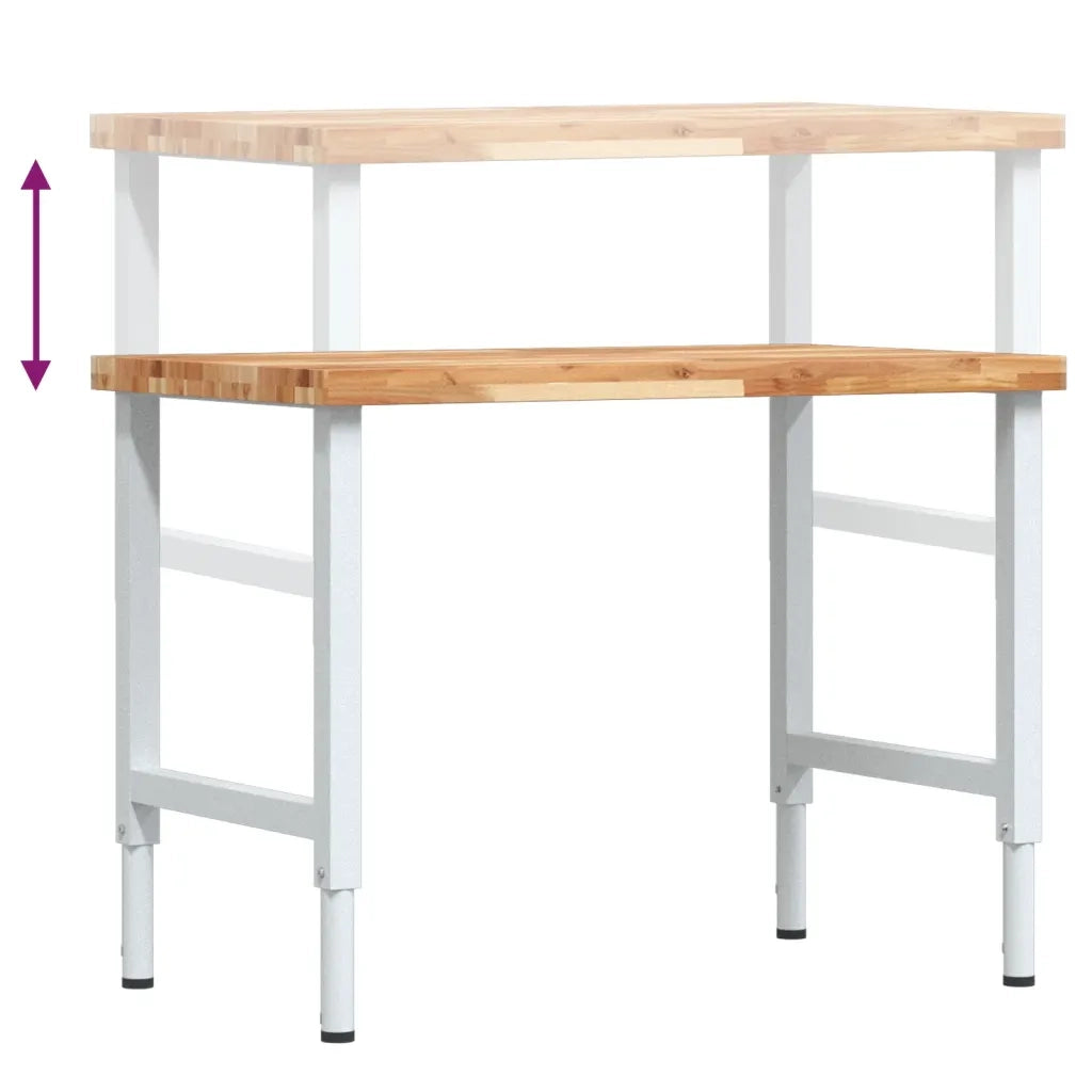 vidaXL Banco Lavoro 100x60x(73-99,5) cm Legno di Acacia Rettangolare