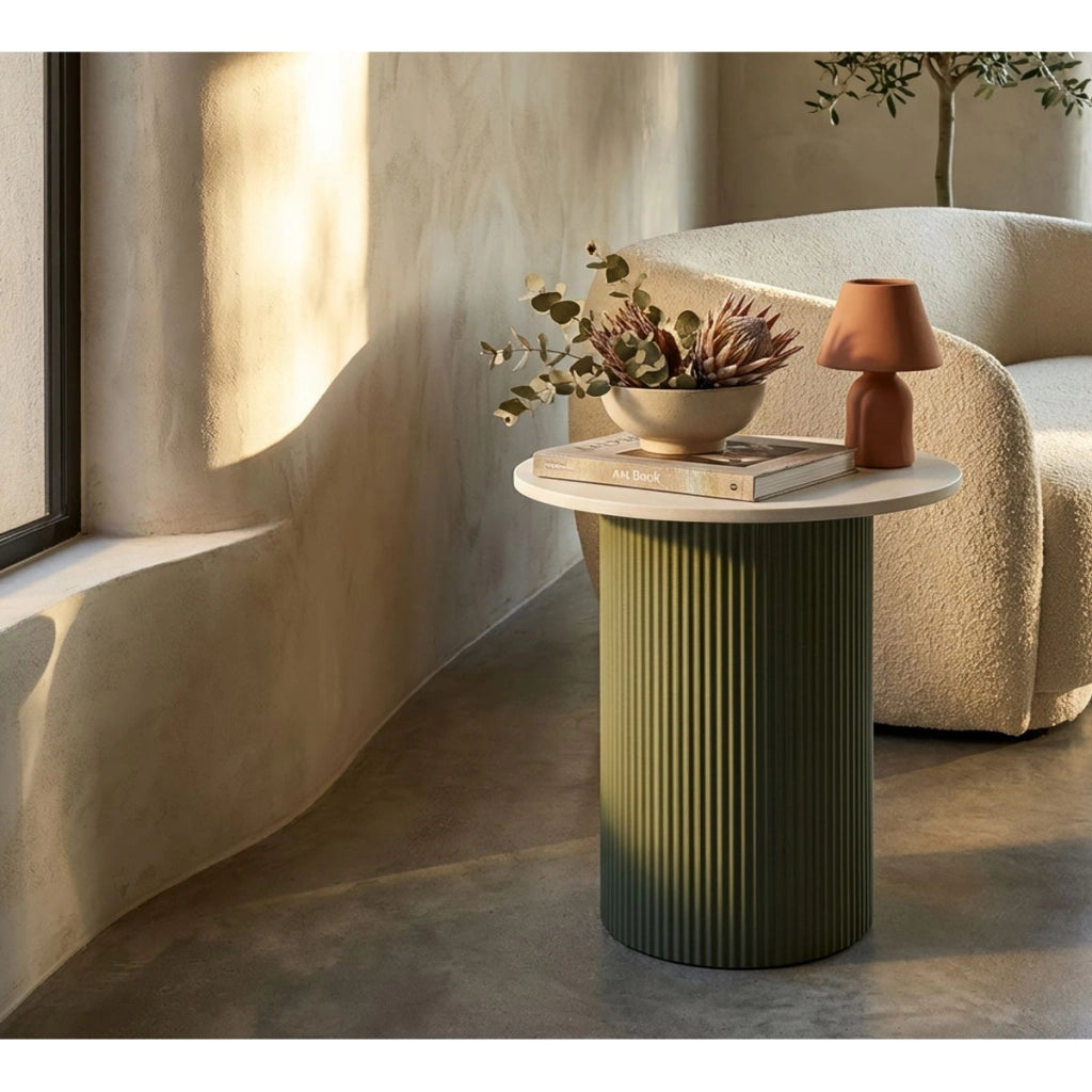 Tavolino VKH1121, Verde, Marmo Artificiale, 40x42x45 cm