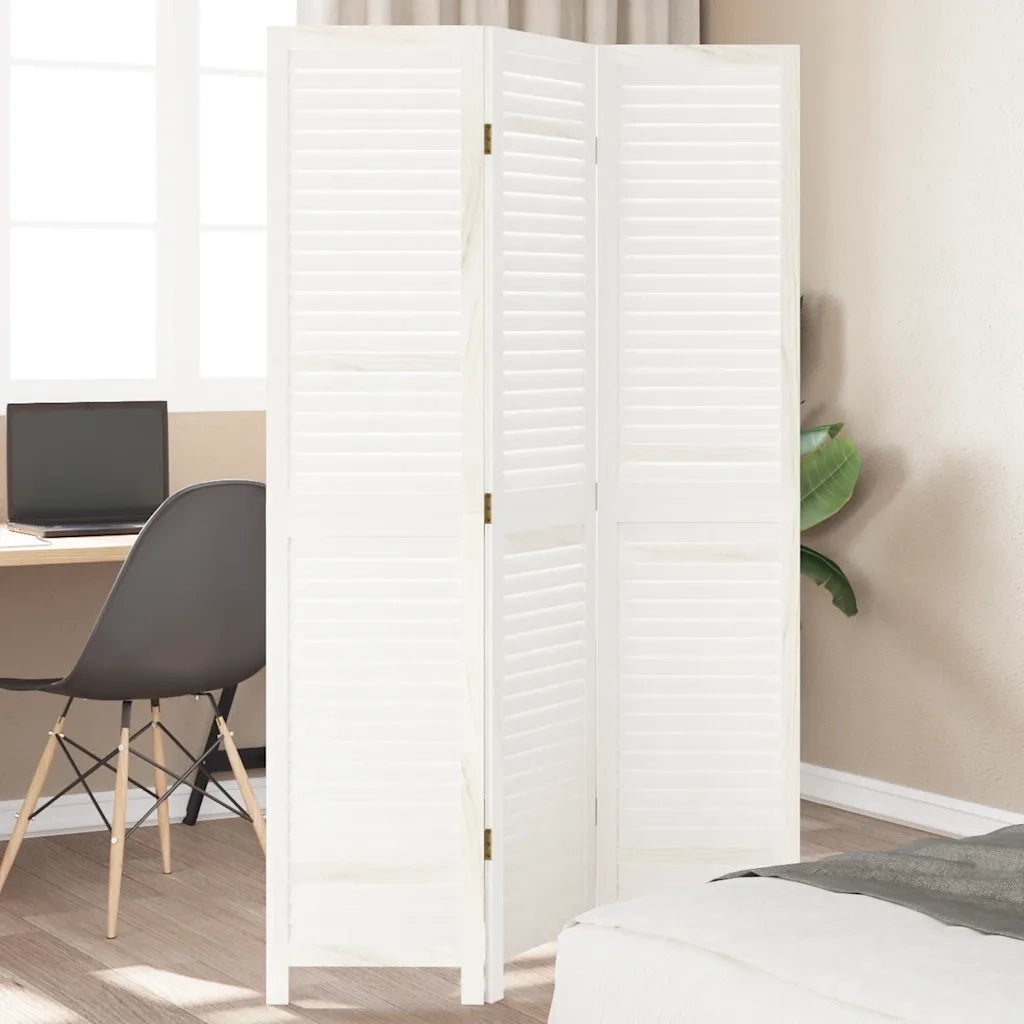 Divisorio Ambienti | Divider per stanze | Paravento 3Pannelli Bianco Legno Massello di Paulownia