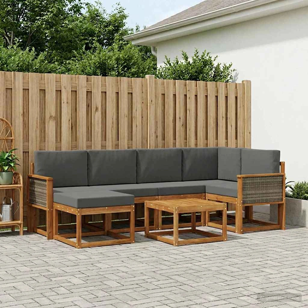 Set di divani da esterno 7 pz Naturale e Antracite 3385368