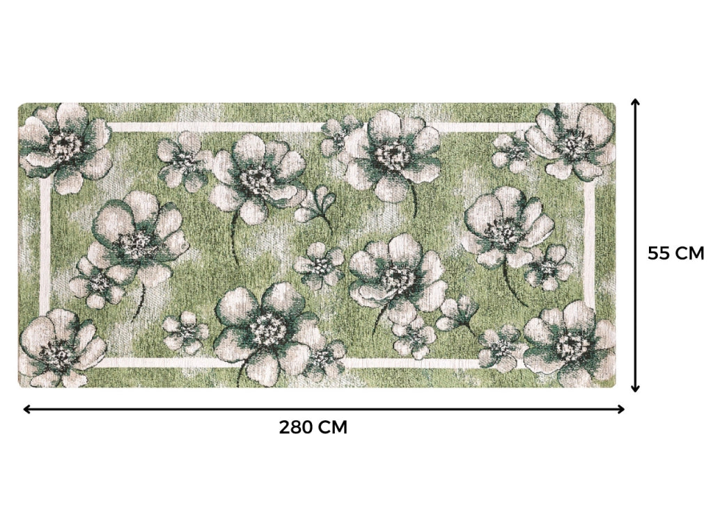 Tappeto Passatoia Cucina Corsia Retro Antiscivolo Disegno Emily By Suardi - 55x280 - Verde