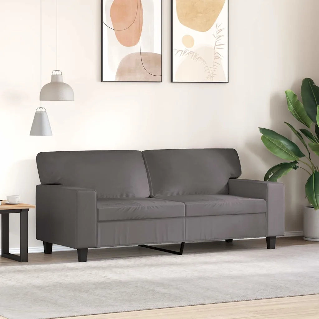 Divano a 2 Posti Grigio 140 cm in Similpelle