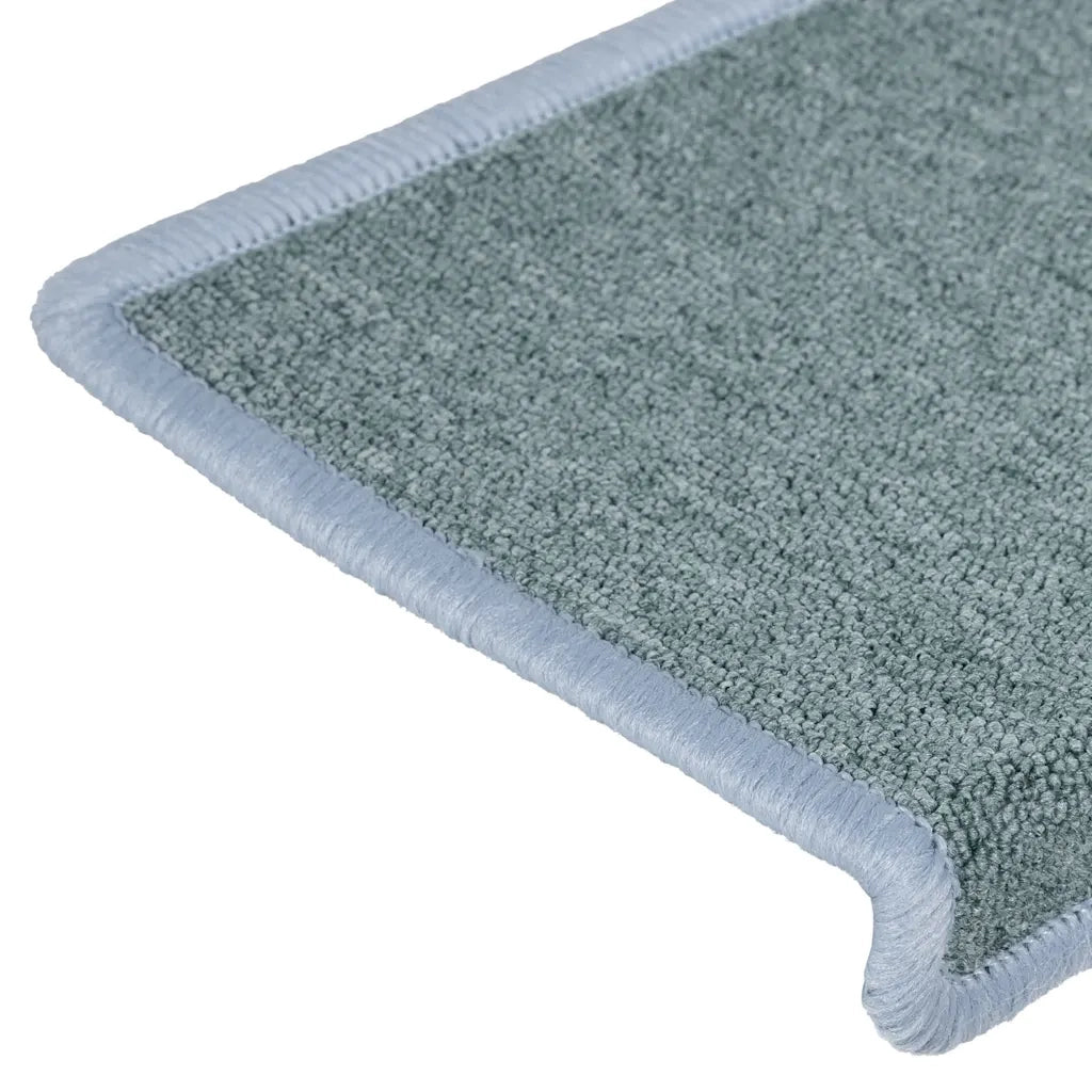 Tappetini per scale 15 pz 65x21x4 cm Blu mare con bordo rettangolare 326194