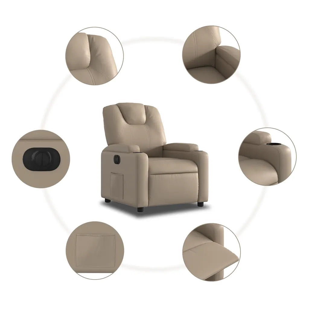 Divano Sedia-Poltrona Reclinabile Elettrica Cappuccino in Similpelle 577594