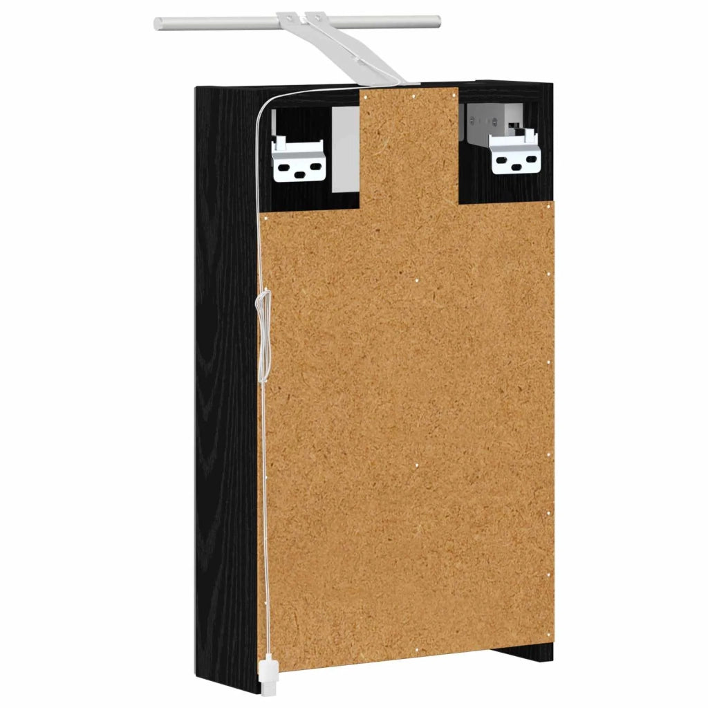 Mobiletto per specchio da bagno Rovere Nero 30 x 10,5 x 50 cm 889016