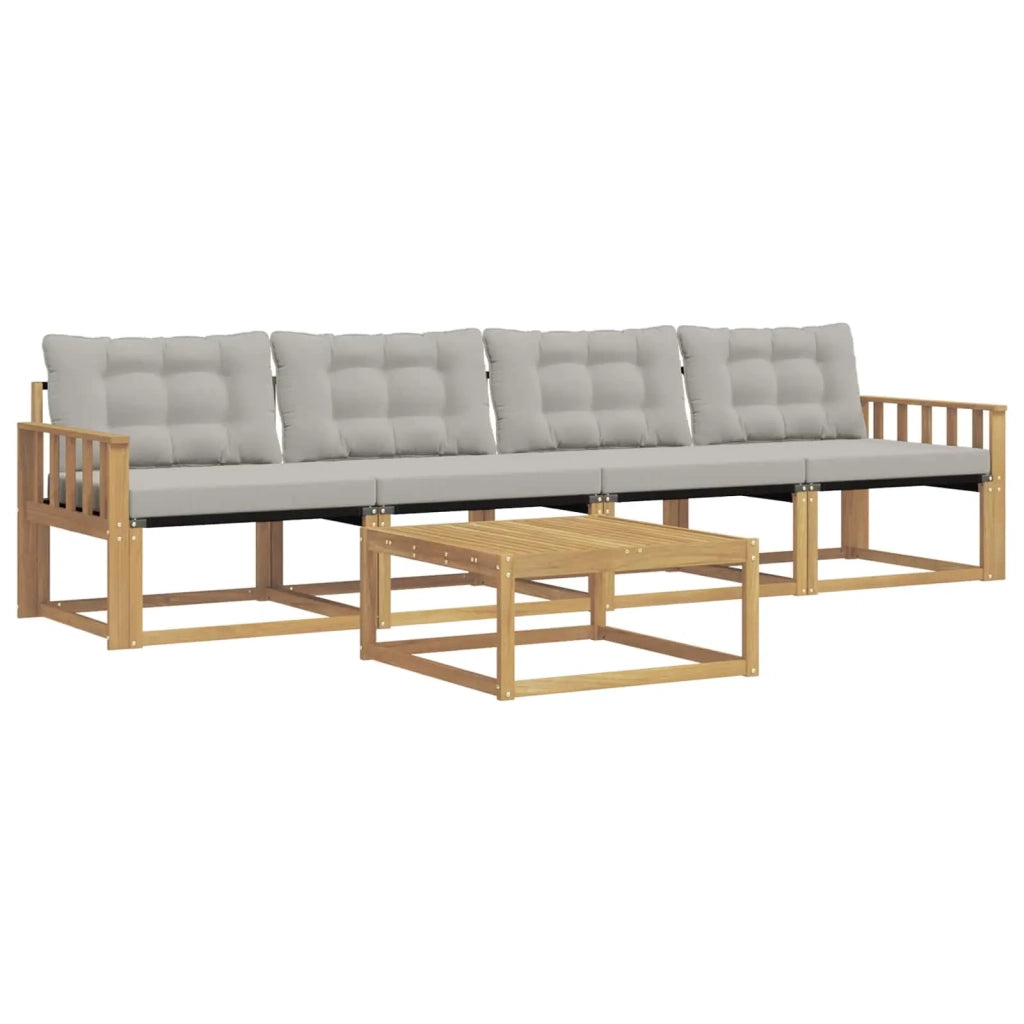 Set di divani da esterno 5 pcs Bianco e Grigio Chiaro