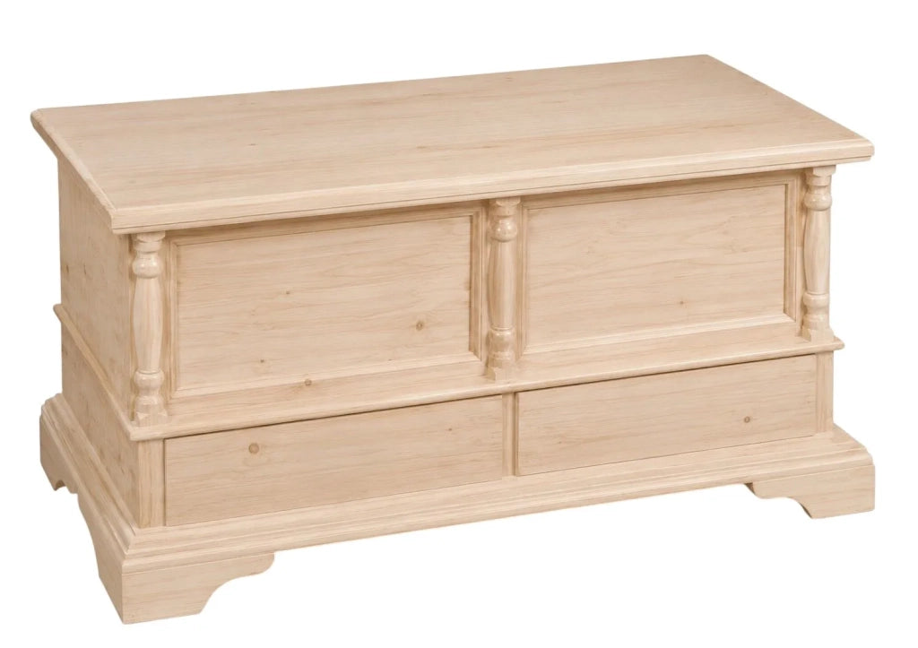 Cassapanca legno 2 cassetti con colonne grezzo 120x46x51 (5006) - Mobili 2G