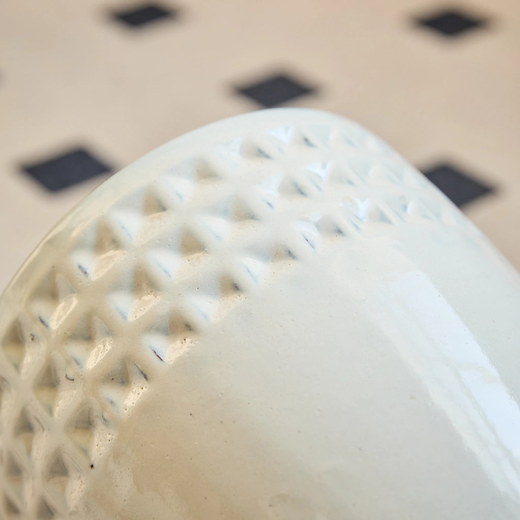 Fioriera a più livelli set di 3 vasi in ceramica con rilievo a nido d'ape per interno e balcone bianco crema