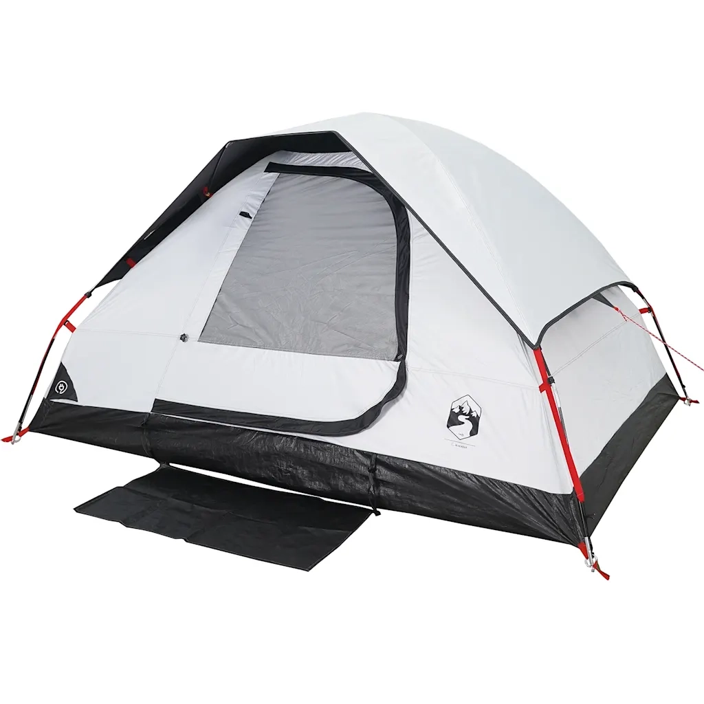 Tenda Campeggio a Cupola 2 Persone Bianca Tessuto Impermeabile 94776