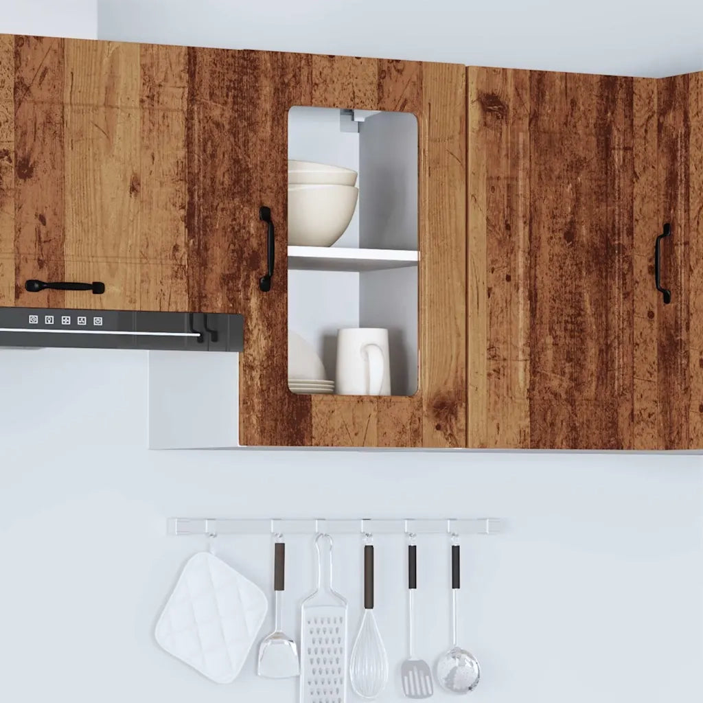 Pensile da Cucina con Porta in Vetro Kalmar Legno Vecchio