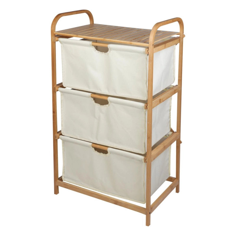 Cassettiera 3 Cassortiti Nakhon H90 Bamboo+tessuto Beige