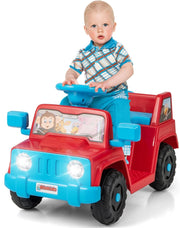 6V Macchina Elettrica per Bambini, Auto Elettrica Cavalcabile con Sonori Portabicchiere, Vano Portaoggetti, Luci LED, 18 Mesi + (Rosso)