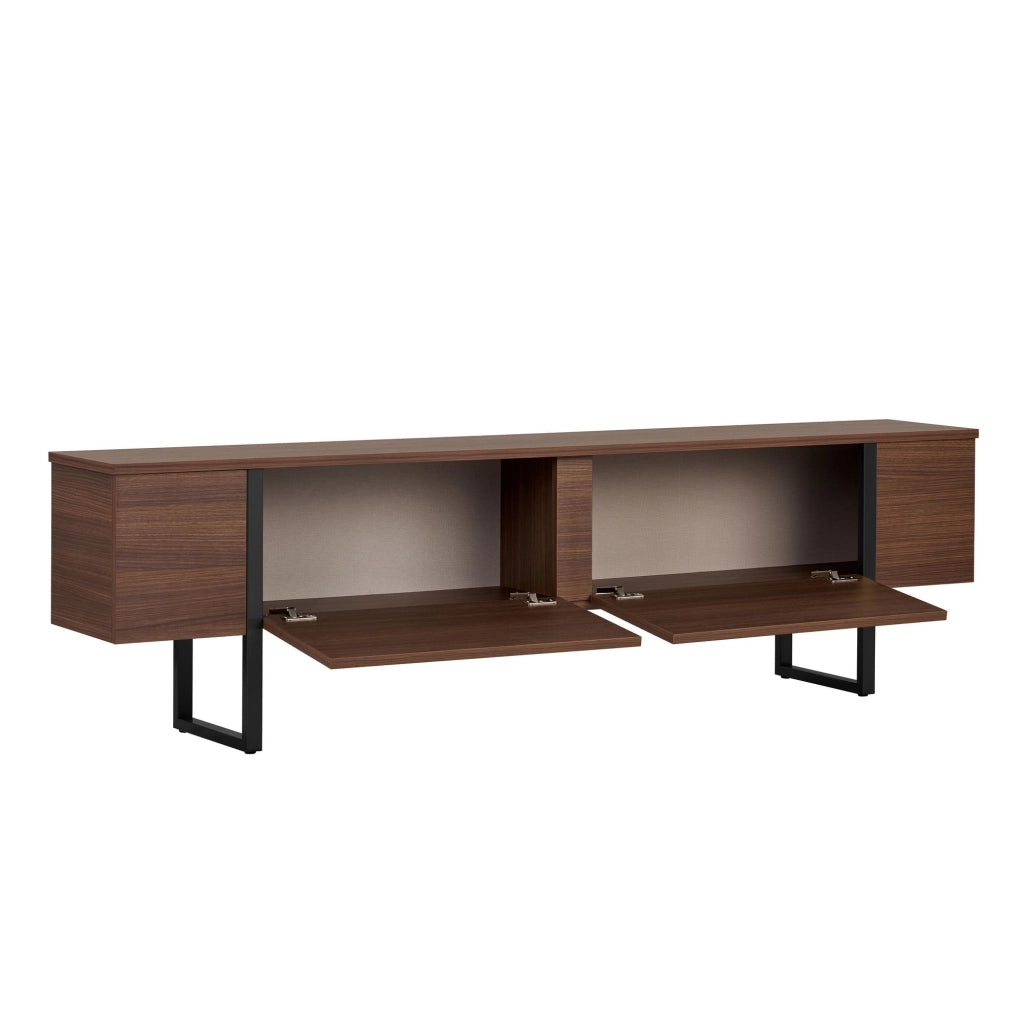 Abishia, Mobile Porta tv 2 Ante, 180x30x50h cm Marrone Noce Scuro