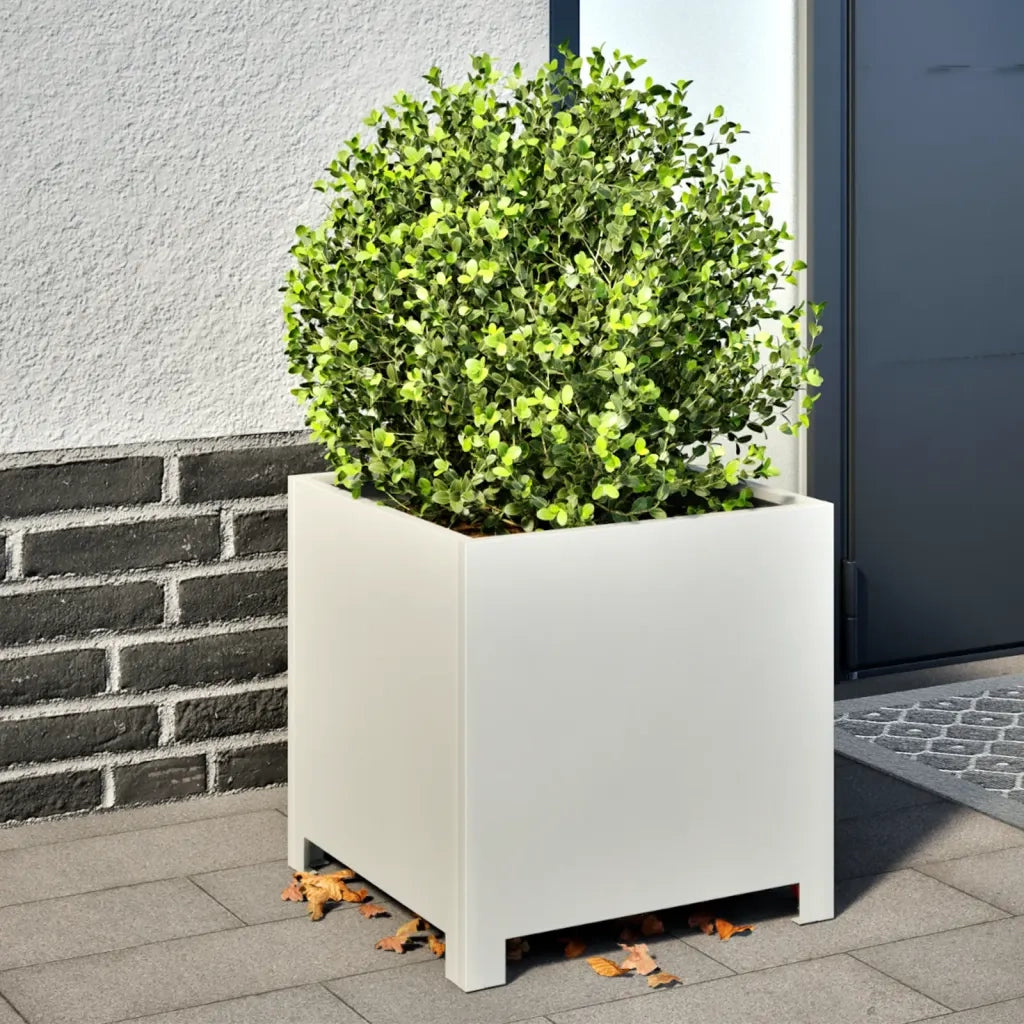 Fioriera da Giardino-Vaso da Esterno Bianca 40x40x40 cm in Acciaio 553446