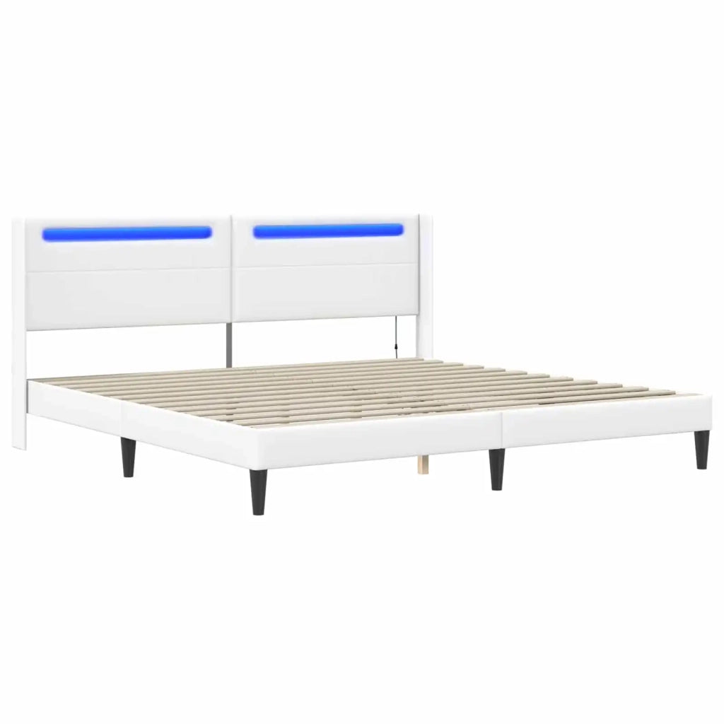 Struttura del letto con testiera Bianco 200 x200 cm Similpelle 42027992
