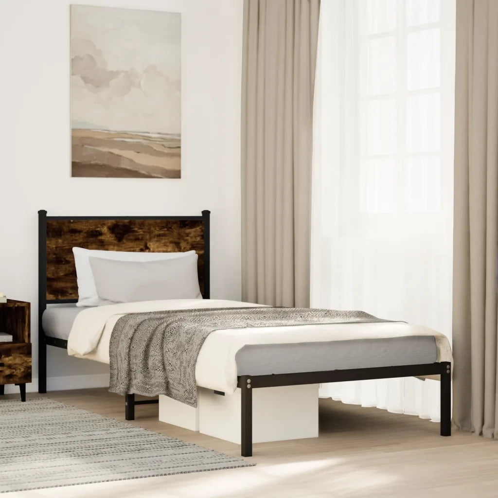 Giroletto senza Materasso in Metallo-Struttura Letto Rovere Fumo 80x200 cm 511113