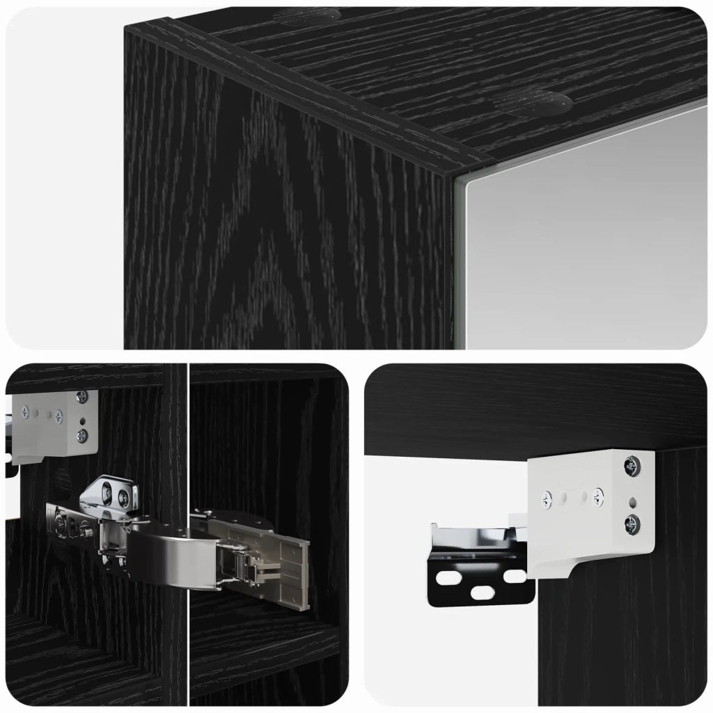 Mobiletto per specchio da bagno Rovere Nero 60 x 14,5 x 50 cm