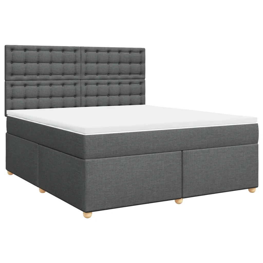 Giroletto a Molle con Materasso Grigio Scuro 180x200 cm Tessuto