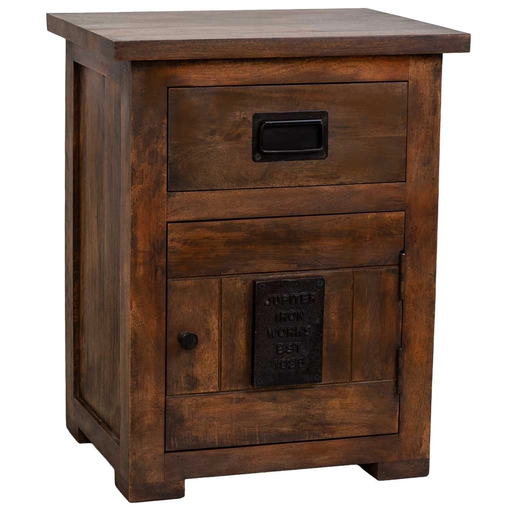 Tavolino in legno artigianale marrone 51x40x64h cm