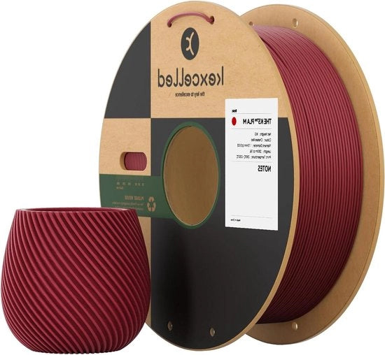Filamento PLA 175mm +/- 0,003mm Kersenrood Tessuto Opaco 3D Printing Filament 1kg Bobina Avanzata Tidy Wrap - Adatto per Stampanti FDM