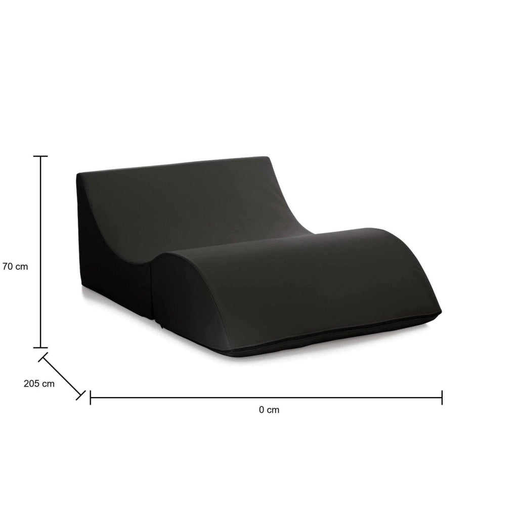 Letto pieghevole Amorina, Pouf trasformabile in letto matrimoniale, 100% Made in Italy, Pouf trasformabile in una chaise longue in ecopelle, cm 100x200h70, Nero