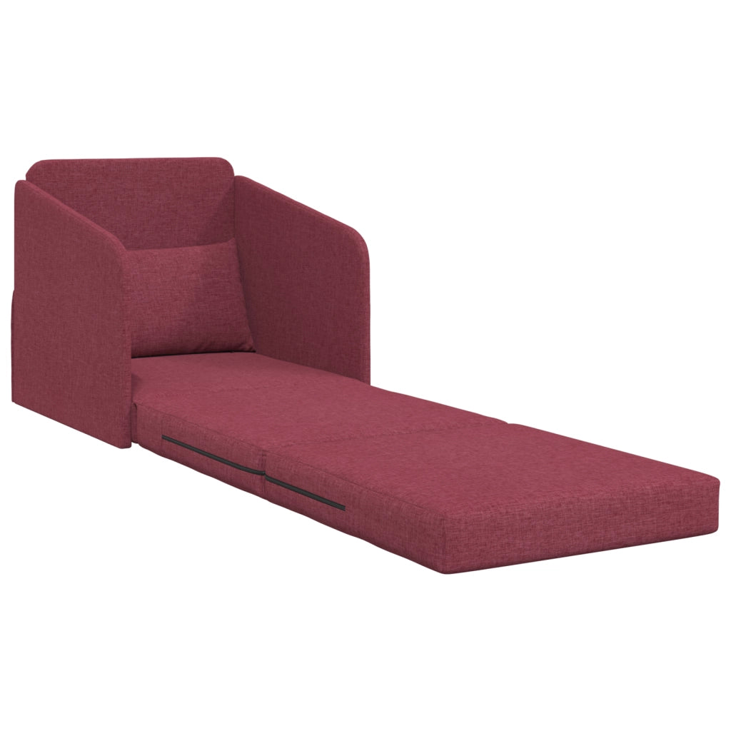 Divano letto a pavimento 2 in 1 rosso vino 65x80x83 cm tessuto