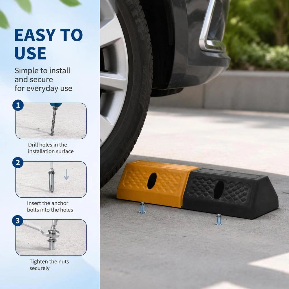 Parking Bumpers, 2 Pieces, Rubber, 49 X 15 X 9 Cm