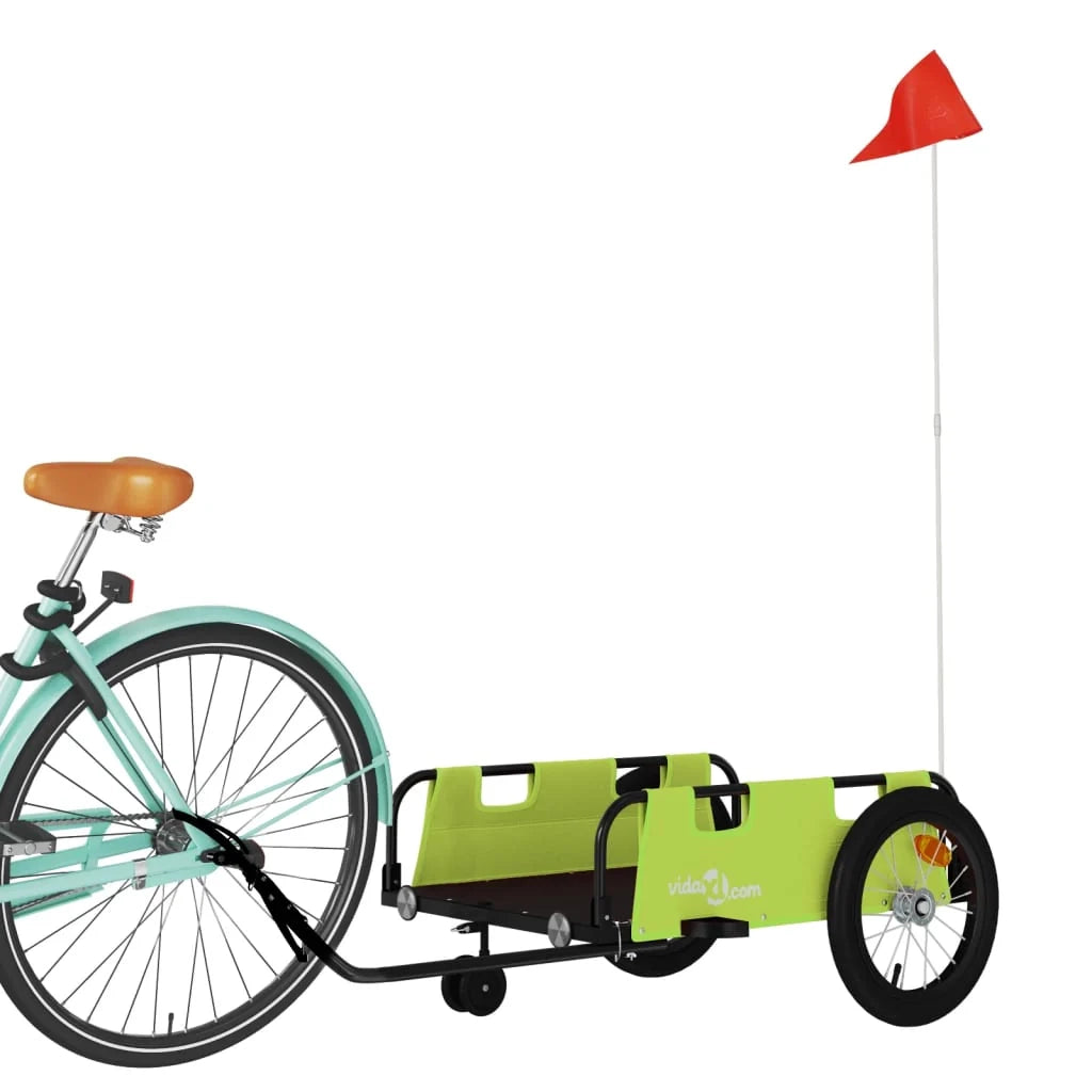 Rimorchio per trasporto biciclette tessuto Oxford ferro verde 02_0044410