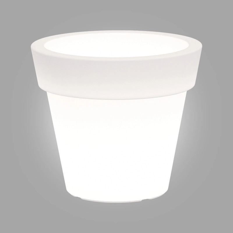 Vaso luminoso moderno di design Ø110 H95 in polimero resistente con LED bianco per interno ed esterno - Made in Italy - Monacis