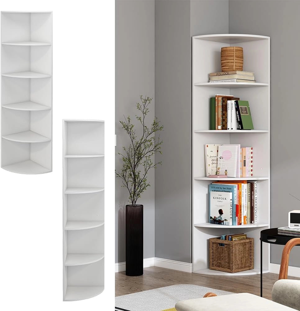 Libreria Fabienne, Bianco, 40 x 180 cm con 5 scomparti, adatto al montaggio a parete per una configurazione flessibile degli spazi