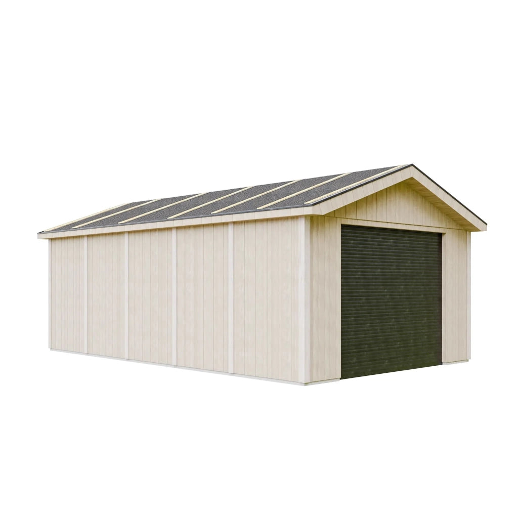 Garage di 21 m²- L378xL648 cm- Garage per auto, moto, biciclette - Costruito con pannelli LP Smartside - Timbela M992B