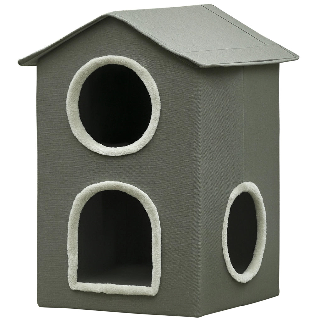 Casetta per Gatti Due Livelli ¨C Xylo ¨C Grigio con Cuscini Lavabili, 42x46x59.5 cm