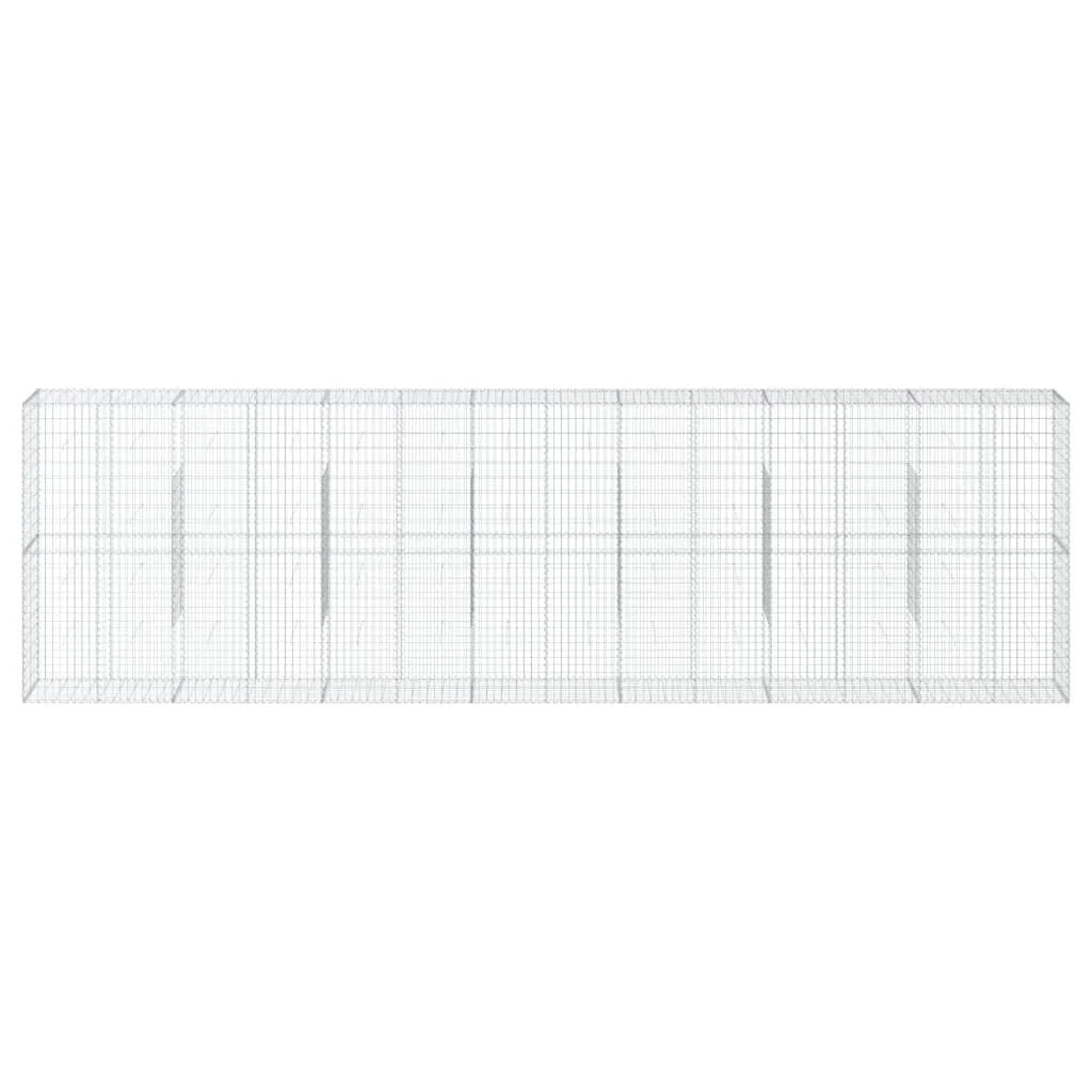 Gabbione recinto a gabbia muro di contenimento con coperchio 700 x 50 x 200 cm ferro zincato argento 02_0040195