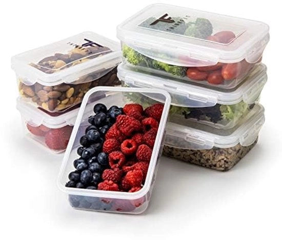 Contenitori per pasti BPA-free, aerei, ideali per la preparazione di pasti e il controllo delle porzioni, riutilizzabili, lavabili in forno a microonde e congelabili (set da 6)