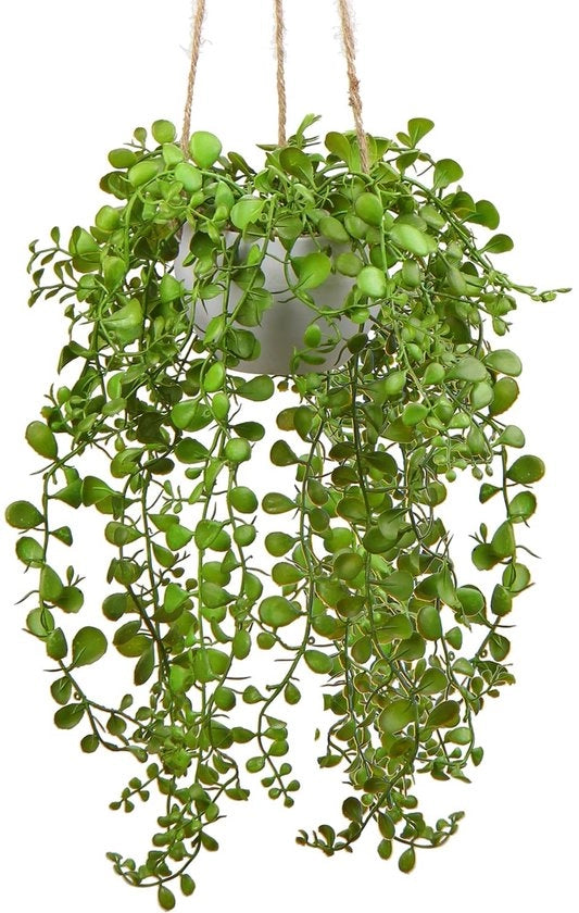 Pendente in vetroresina, pianta, 35 cm, finto cespuglio in vaso bianco, piante da parete per casa, decorazione per bagno, ufficio, stile boho-chic