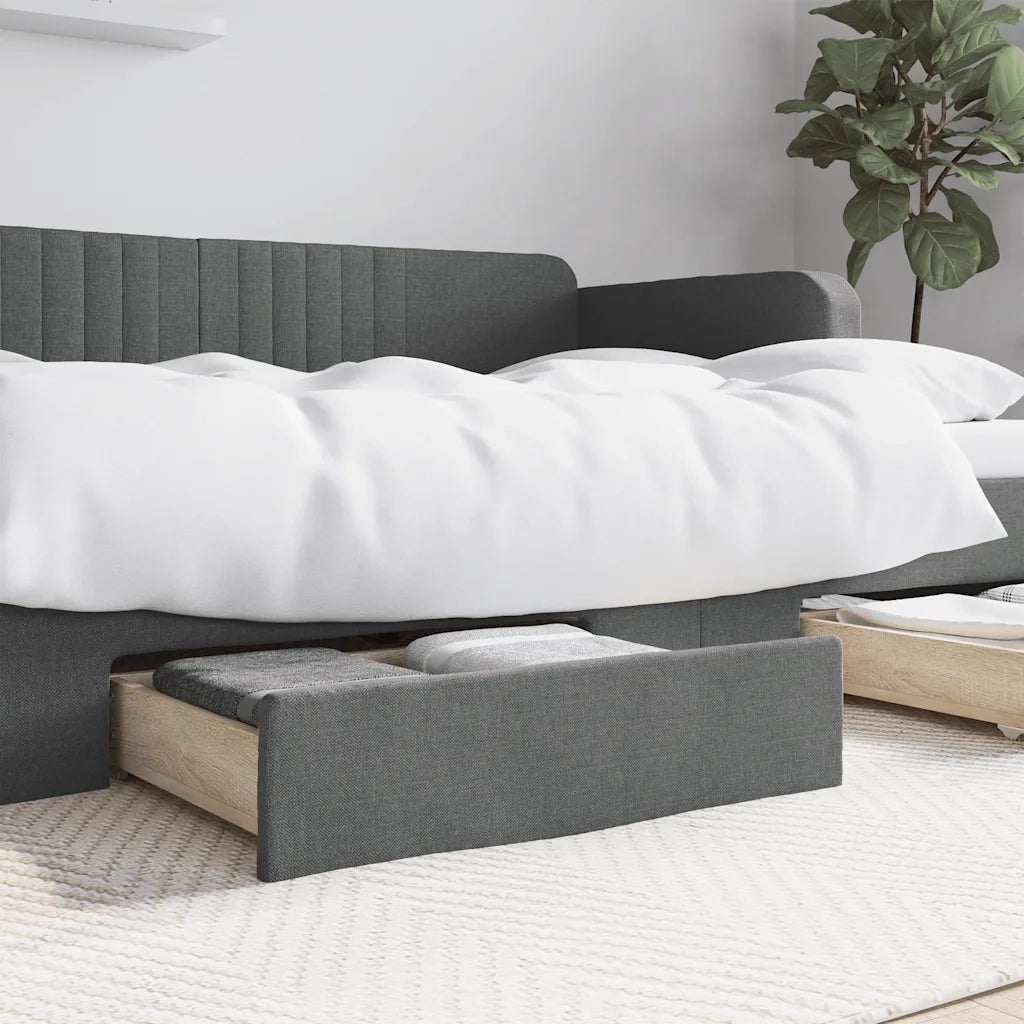 Cassetti da Letto 2 pz Grigio Scuro Legno Multistrato e Tessuto CFW2794634