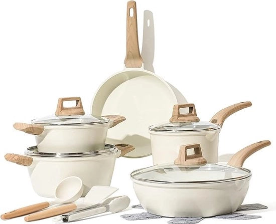 Set di Pannini da 14 pezzi - Inclusi Pannini da 24/28 cm, Pannini da Cottura da 18/20/24 cm con Coperchio e Accessori da Cucina - Non Tossico, Compatibile con Tutti i Forni
