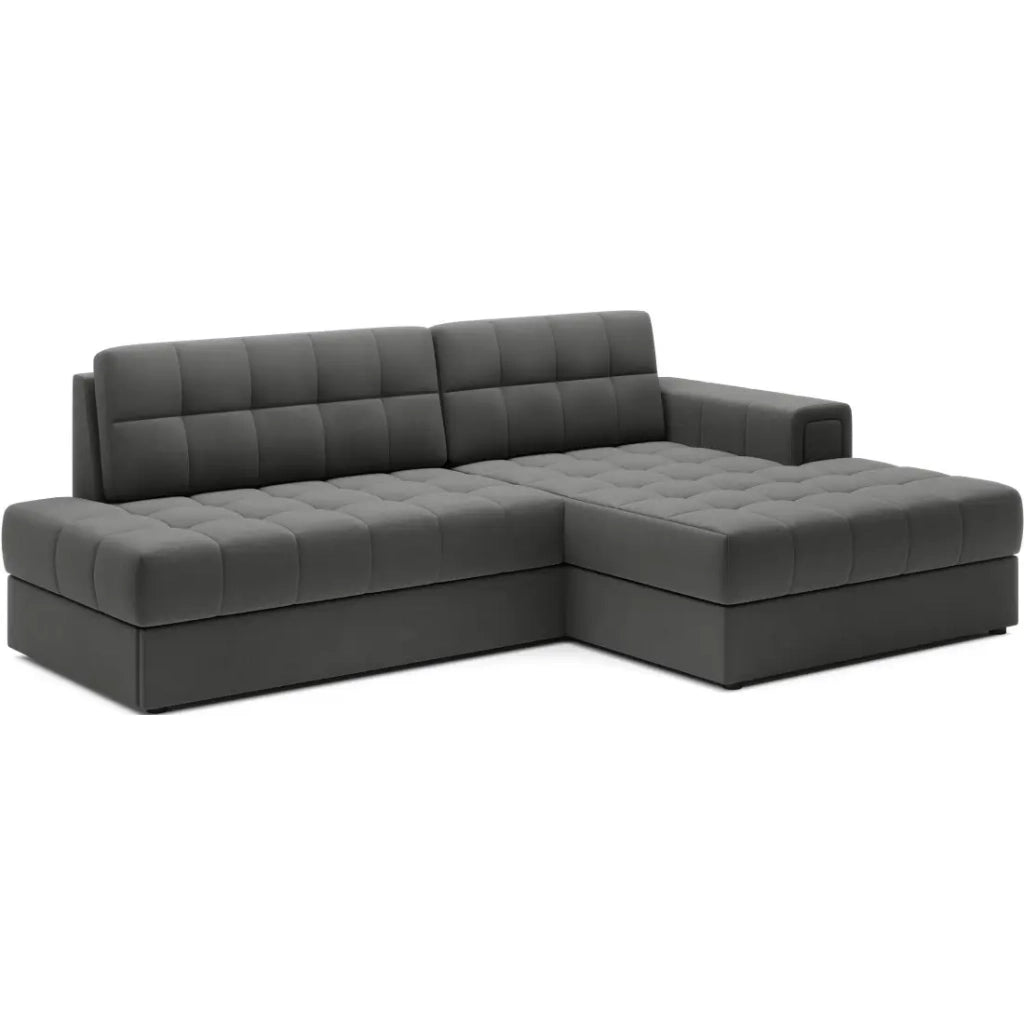 Divano angolare trasformabile CUBITO marrone 240 cm con contenitore e letto