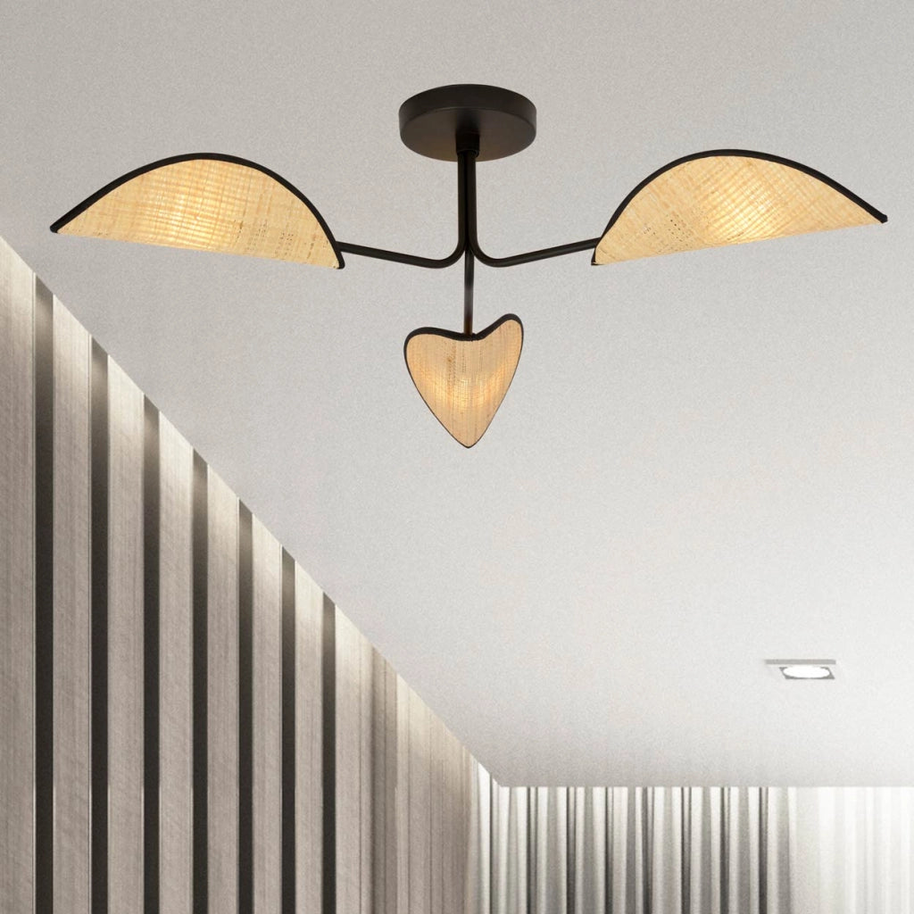 Plafoniera Emibig Gomez 3 rattan nero 3xE14 dimmer