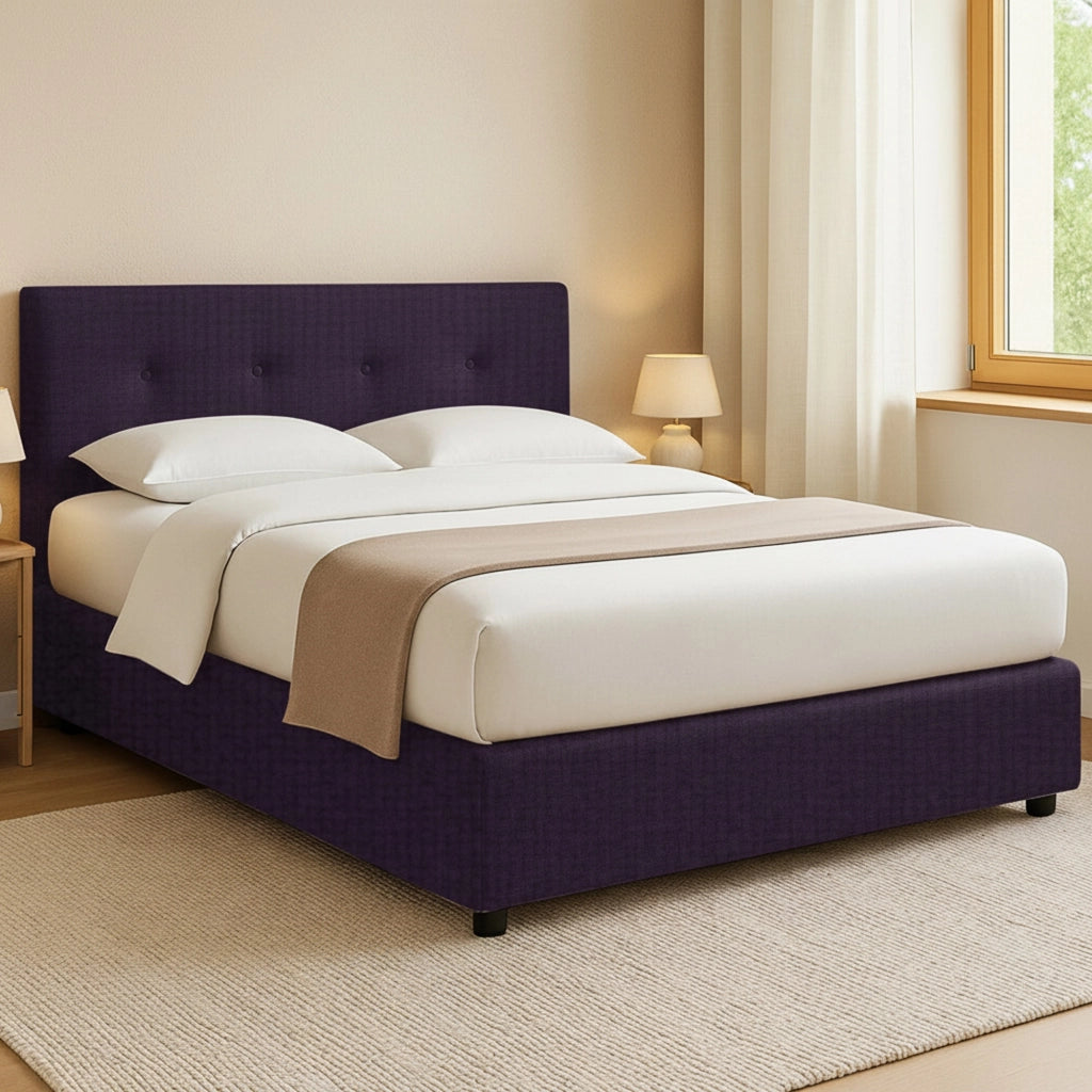 Bolton, Letto Piazza e Mezza Sfoderabile Made in Italy, Viola