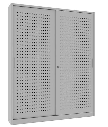 Armadio ufficio per archiviazione con ante scorrevoli in metallo forato cm. 180x37,5x200H