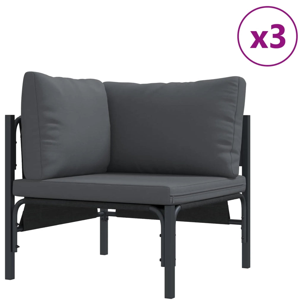 Set Divano da Giardino con cuscino 6 pcs Nero Acciaio 3378987