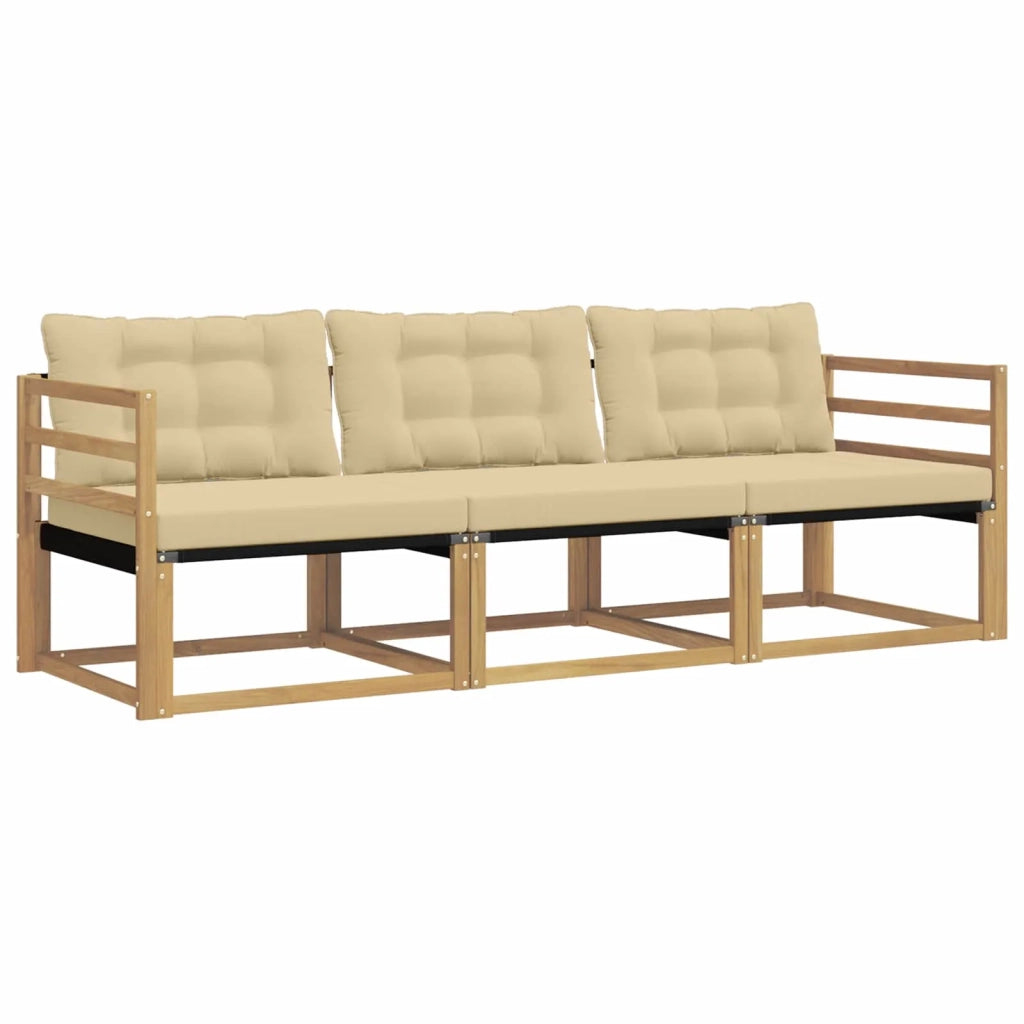 Set di divani da esterno con cuscino 3 pcs Bianco e Beige 3388363