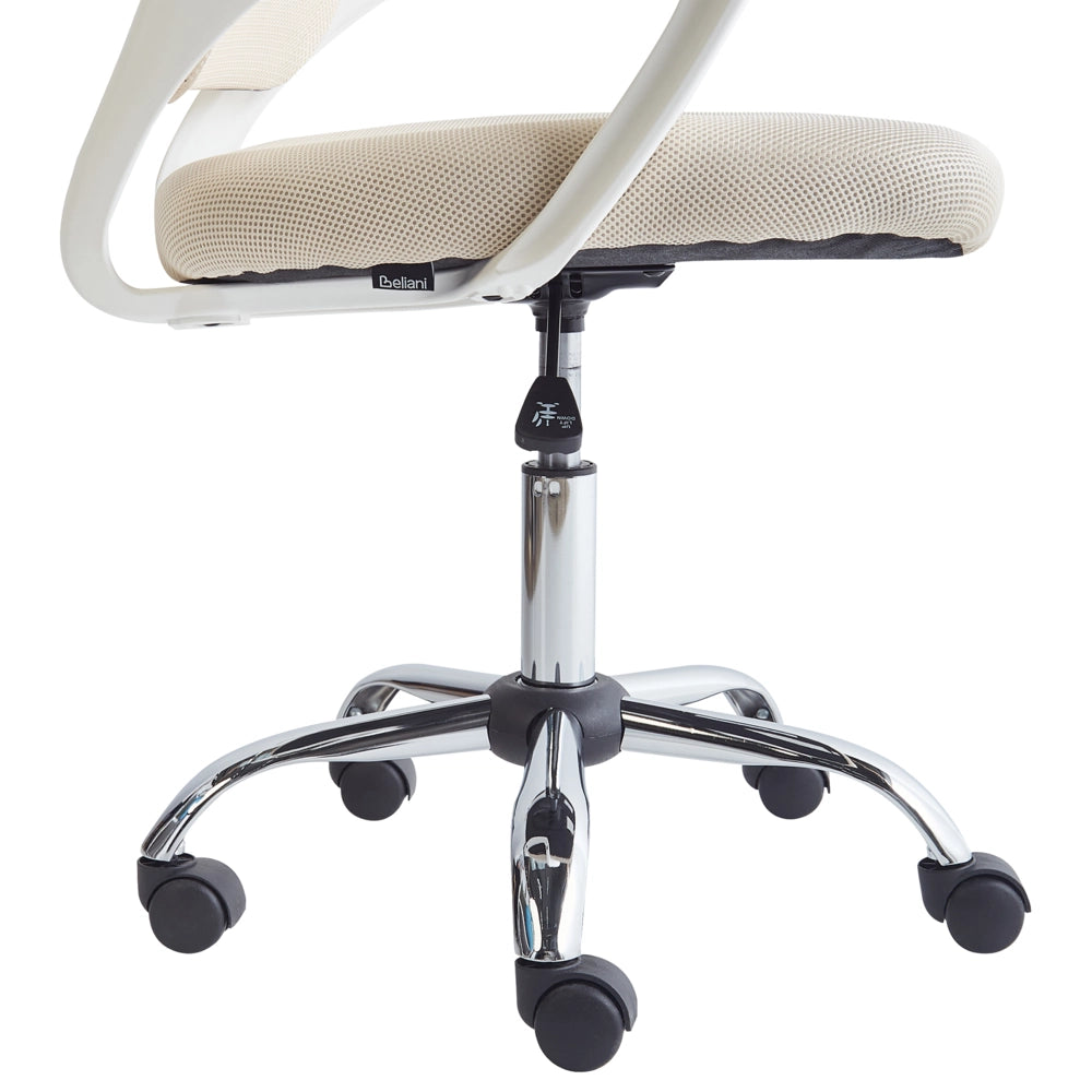 Sedia girevole da ufficio con schienale reclinabile regolabile in altezza beige moderna ufficio in casa