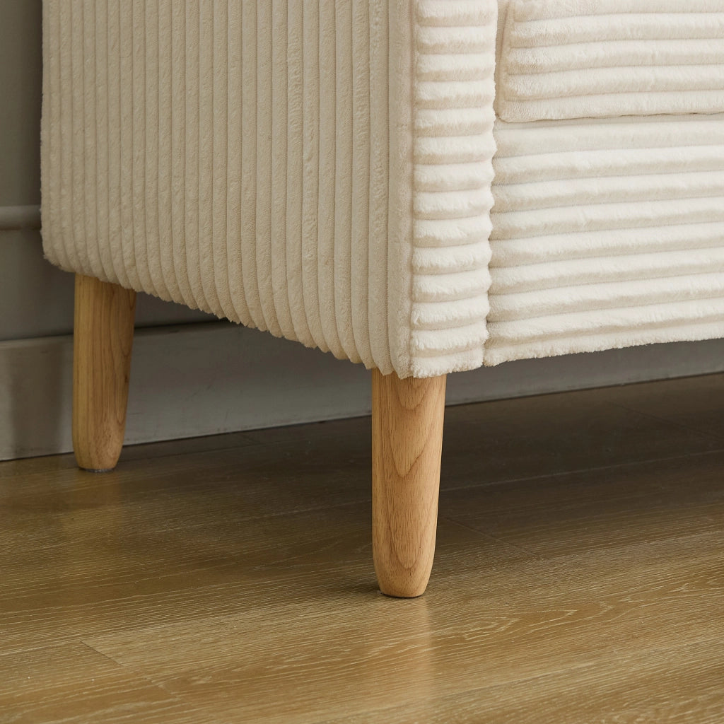 Pouf con Braccioli, Schienale e Cuscini ¨C MINIMAL ¨C Velluto Avorio