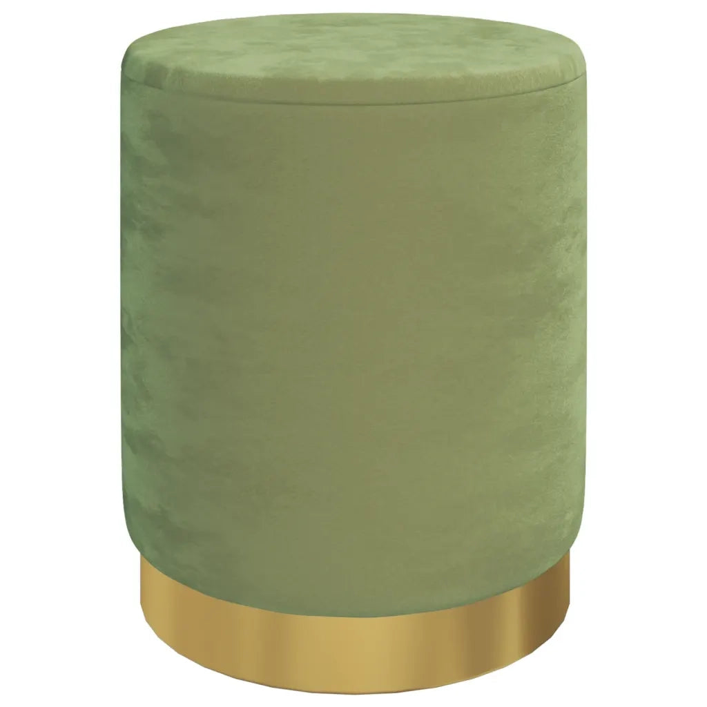 Sgabello Rotondo con Contenitore Verde Senape in Velluto 31 x 37 cm