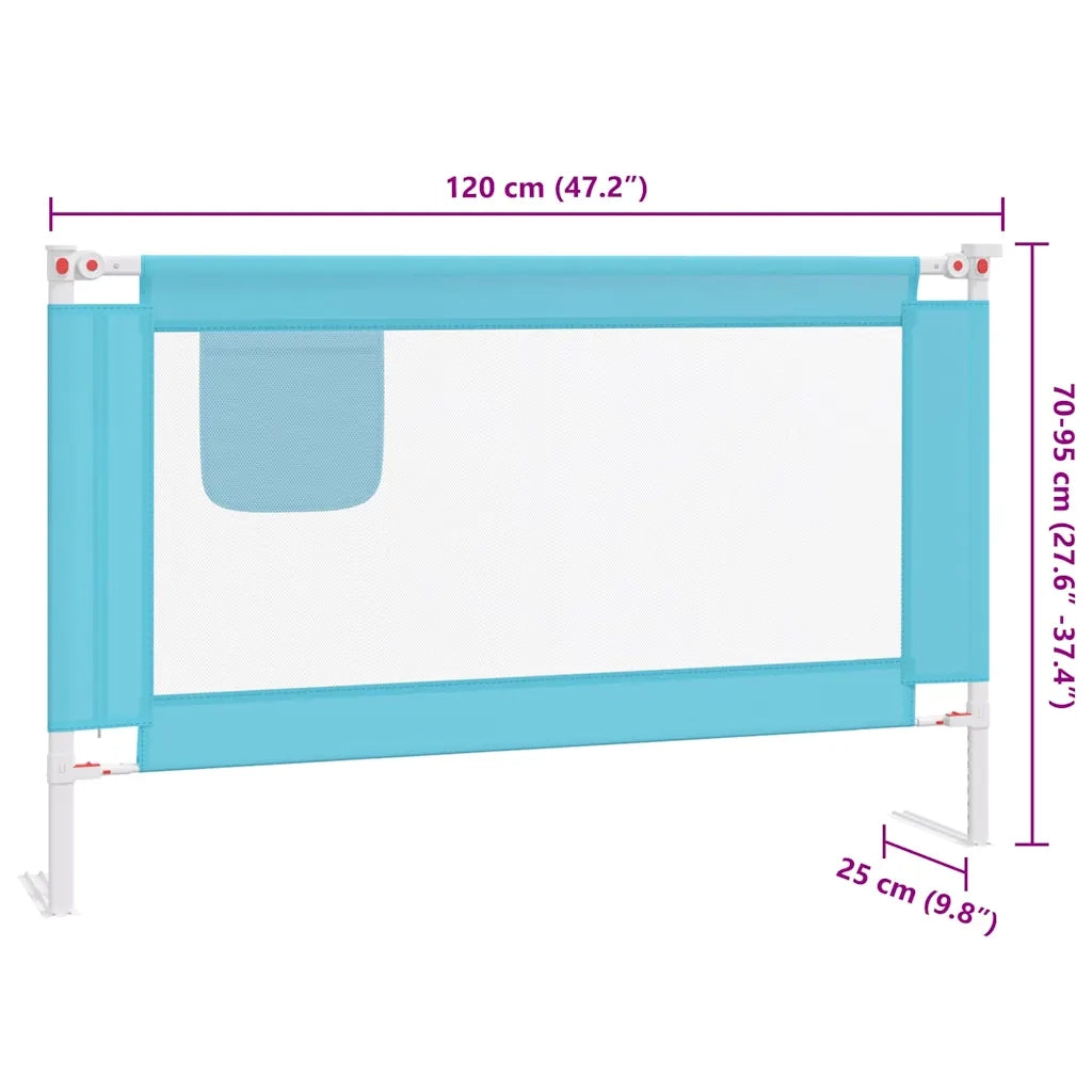 Sponda Letto di Sicurezza per Bambini Blu 120x25 cm in Tessuto 10209